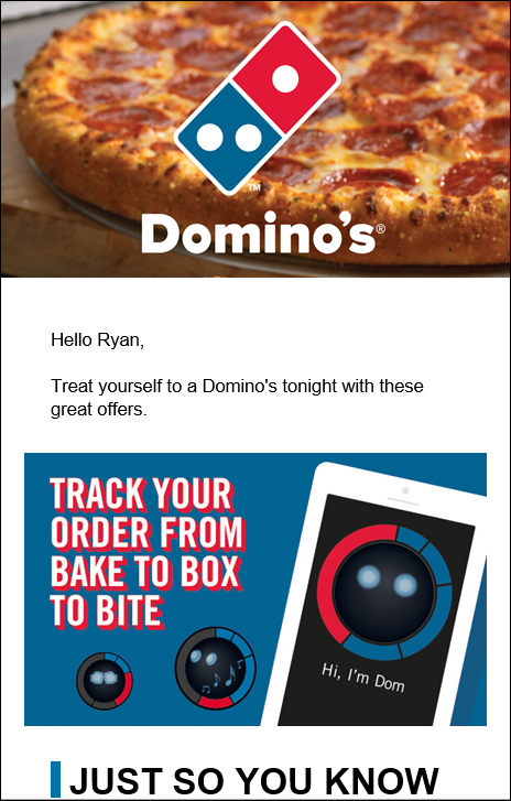 Dominos Pizza Phishing Scam
